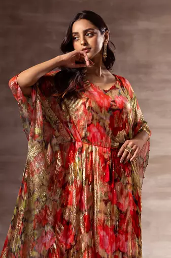 Red rose Kaftaan Dress