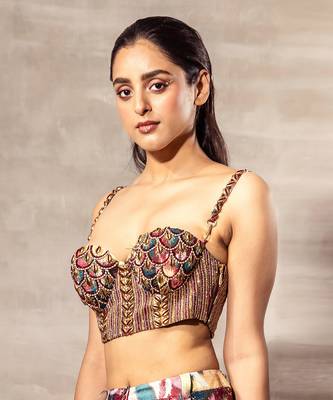 Ikat Mulberry silk corset blouse 1