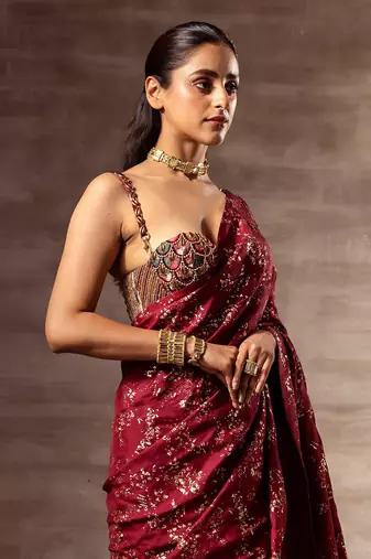 Ikat Mulberry silk corset blouse