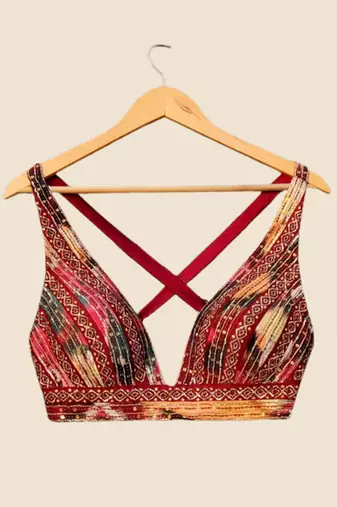 Ikat Patch work Stripes Top