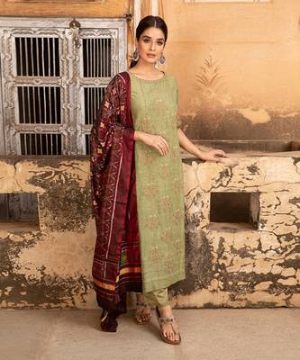 Hand Embroidered Kurta Paired With Striped Pants And Silk Patola Dupatta 1