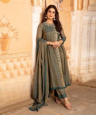 Tissue Chanderi Hand Embroidered Angrakha Paired With Tissue Pants And Dupatta 1