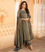 Tissue Chanderi Hand Embroidered Angrakha Paired With Tissue Pants And Dupatta