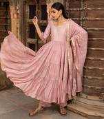 Thread Sequin Embroidered Tier Anarkali , Paired With Pants And A Thread Mukaish Work Dupatta