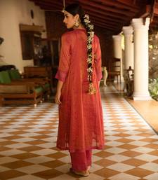 Tissue Chanderi Hand Embroidered Angrakha Paired With Tissue Pants And Dupatta