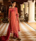 Tissue Chanderi Hand Embroidered Angrakha Paired With Tissue Pants And Dupatta
