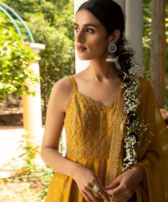 Zari Embroidered Anarkli Paired With Embroidered Organza Dupatta And Silk Pants 2