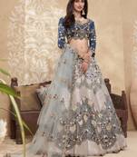 Blue Silk Thread Embroidered Lehenga Choli