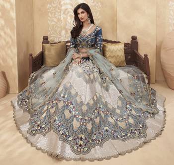Blue Silk Thread Embroidered Lehenga Choli 5