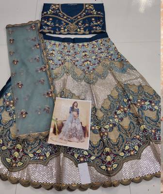 Blue Silk Thread Embroidered Lehenga Choli 7