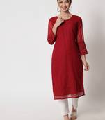 Maroon Georgette Long Kurtis