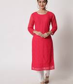 Pink Georgette Long Kurtis