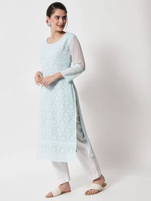 Blue Georgette Long Kurtis 2