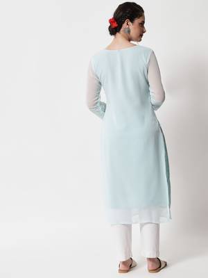 Blue Georgette Long Kurtis 3