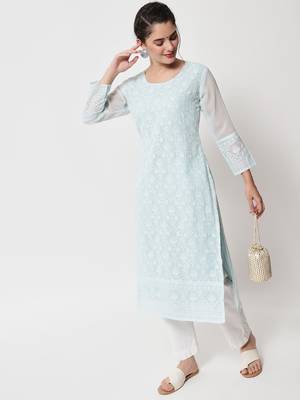 Blue Georgette Long Kurtis 5