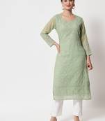 Green Georgette Long Kurtis