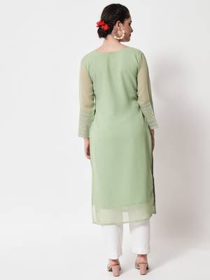 Green Georgette Long Kurtis 3