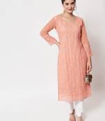 Peach Georgette Long Kurtis