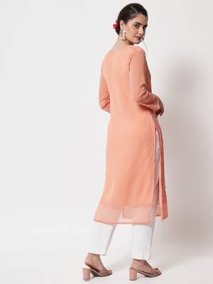 Peach Georgette Long Kurtis 3