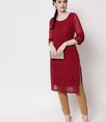 Maroon Georgette Long Kurtis