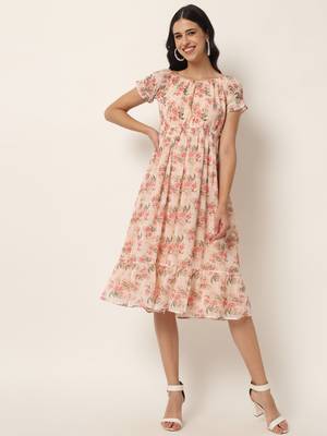 Peach Georgette Long Kurtis 1