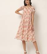 Peach Georgette Long Kurtis