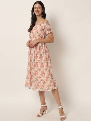 Peach Georgette Long Kurtis 2