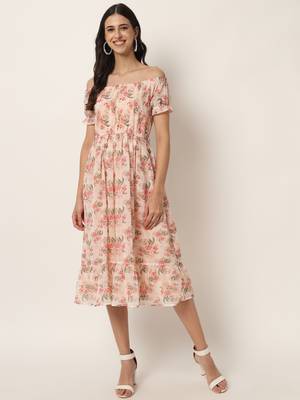 Peach Georgette Long Kurtis 4