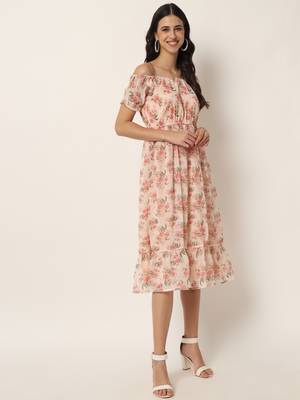 Peach Georgette Long Kurtis 5