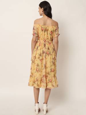 Yellow Georgette Long Kurtis 5