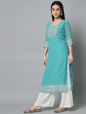 Blue Georgette Long Kurtis 2