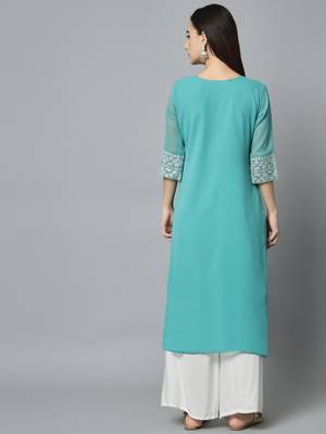 Blue Georgette Long Kurtis 3