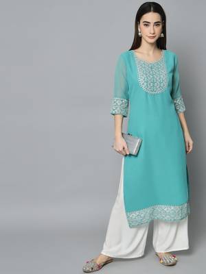 Blue Georgette Long Kurtis 5