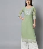 Green Georgette Long Kurtis
