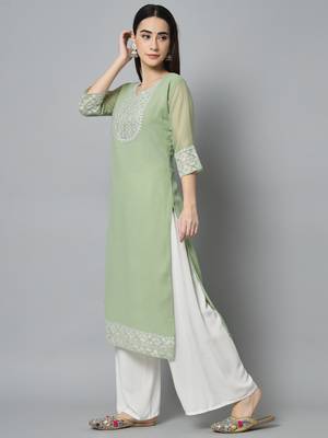 Green Georgette Long Kurtis 2