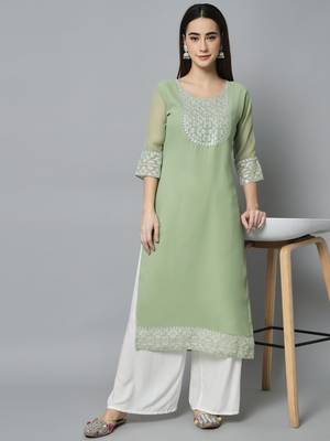 Green Georgette Long Kurtis 5