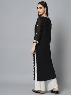 Black Georgette Long Kurtis 3