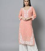 Peach Georgette Long Kurtis