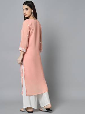 Peach Georgette Long Kurtis 3