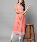 Peach Georgette Long Kurtis