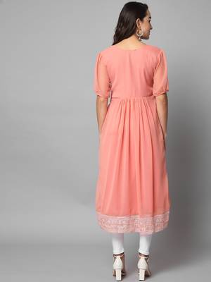Peach Georgette Long Kurtis 3