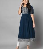 Green Georgette Long Kurtis