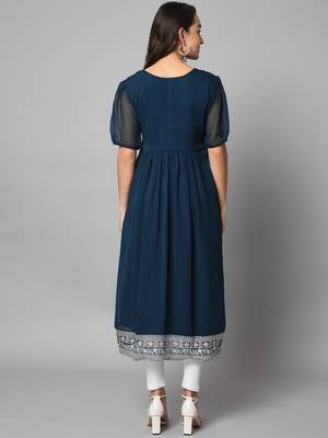 Green Georgette Long Kurtis 3