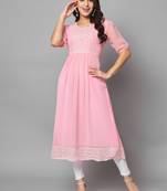 Pink Georgette Long Kurtis