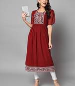 Maroon Georgette Long Kurtis