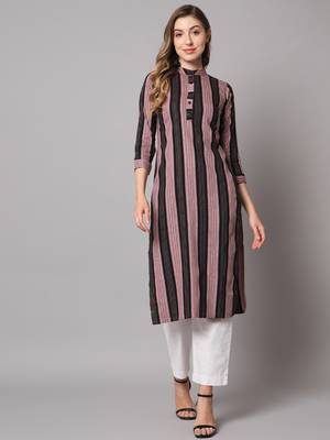 Purple Cotton Long Kurtis 1