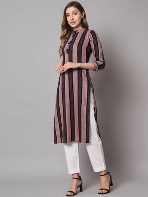 Purple Cotton Long Kurtis 2
