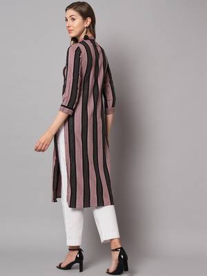 Purple Cotton Long Kurtis 3
