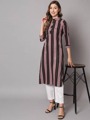 Purple Cotton Long Kurtis 4