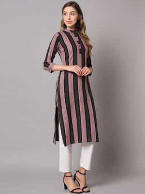 Purple Cotton Long Kurtis 5